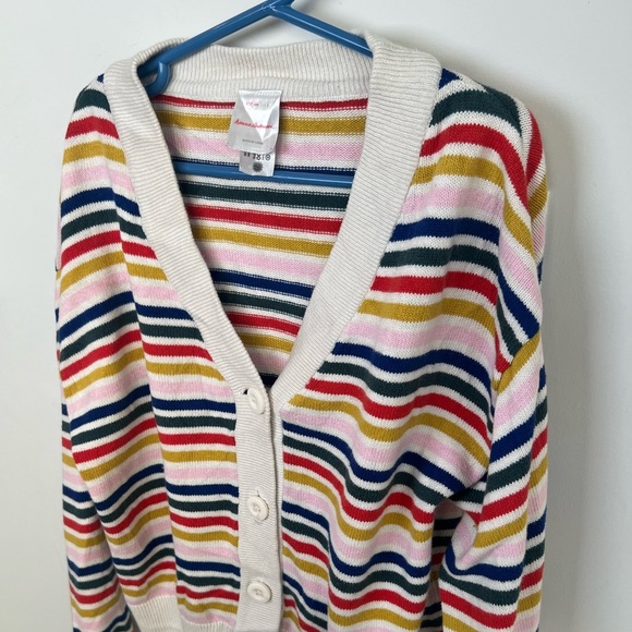 Hanna Andersson Multicolor Rainbow Striped Cardigan Size 8 Girls - Picture 8 of 9